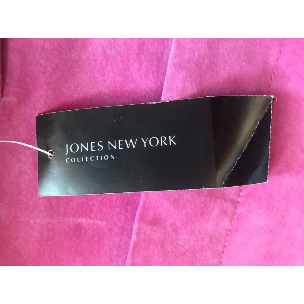 JONES New York Fuchsia Pink Suede Leather Blazer Jacket Button Front VINTAGE NWT - Picture 6 of 14